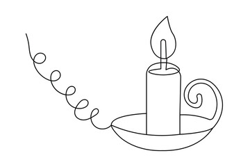 Minimalist single line drawing of a candle