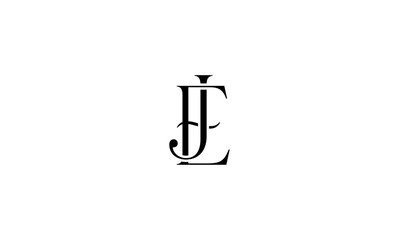 JE initial letters, monogram logo