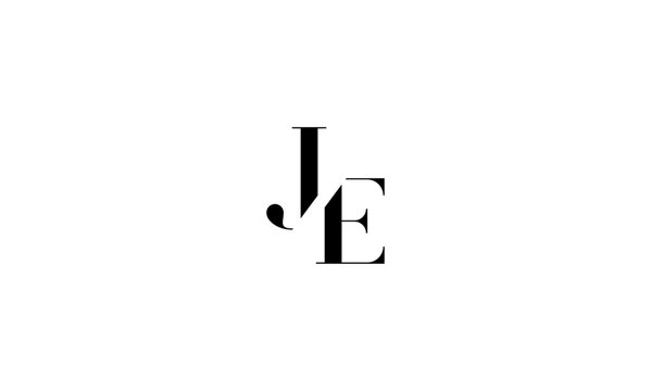 JE initial letters, monogram logo