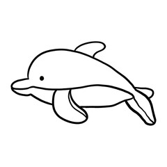 Obraz premium Dolphin isolated black outline cartoon illustration