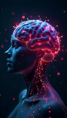 AI brain made of circuits and glowing data nodes, 3D render
