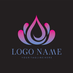 Pink lotus flower vector logo