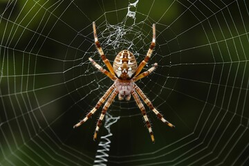 European Garden Spider weaving its web in an intricate and beautiful pattern
