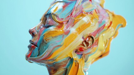 Abstract Colorful Paint Portrait: A Visually Striking Artwork