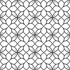 Naklejka premium Elegant Black and White Seamless Pattern Featuring Interlocking Leaf Shapes in a Symmetrical Design