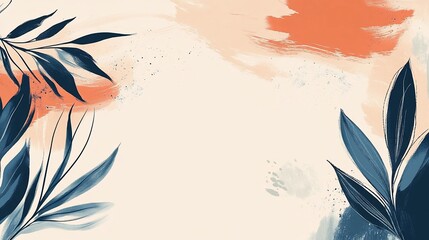 Abstract Botanical Artwork: Serene Hues and Organic Forms