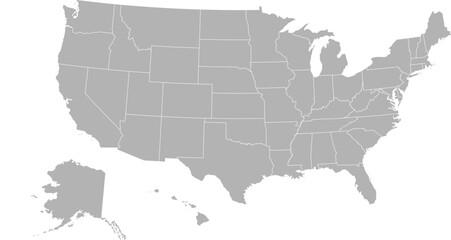 USA map with geographical state borders. United States of America map. Outline USA map design with state borders. Vector