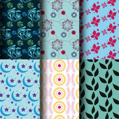 Seamless Geometric and Floral Pattern Background.