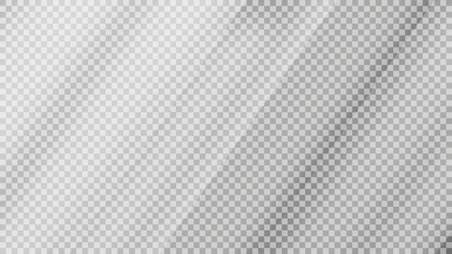 Glass plate on transparent background. Acrylic and glass texture with glares, light, and reflection. Realistic transparent glass window, mirror background. Vector