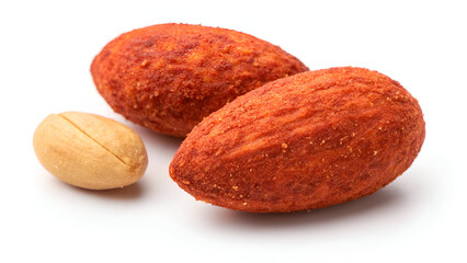 Obraz premium Two Whole Paprika Nuts – White Background Studio Shot