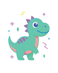Obraz premium Adorable Cartoon Dinosaur Illustration