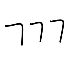 777 chocolate dripping on white background