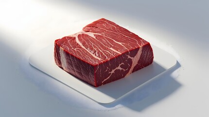 Fresh cut of raw beef steak on a white background