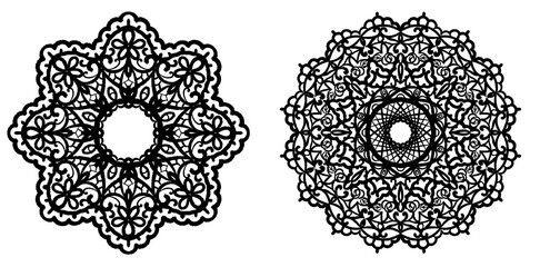 two types of black circular lace 