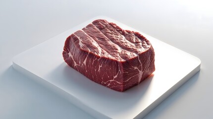 Fresh cut of raw beef steak on a white background