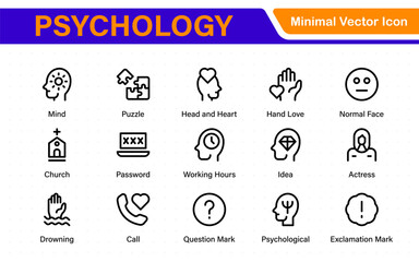 Mental Health and Psychology Icons. A Complete Collection for Therapy Sessions, Counseling, Emotional Well-being, Support Services, and Wellness Programs