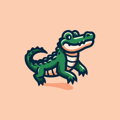 Crocodile Mascot Vector Illustration Featuring Green Cartoon Animal Head for Gaming Team Brand Identity Avatar Emblem Abstract Digital Art Concept Print Design