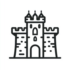 A Simple Line Drawing Depicts a Medieval Castle
