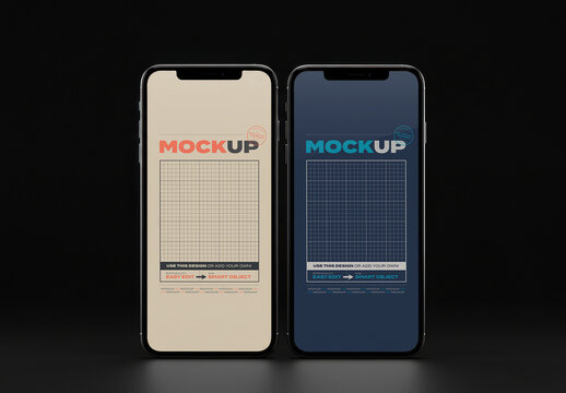 Bright Front Cellphone Screens Mockups