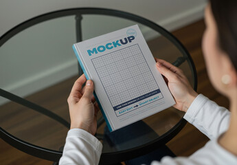 Cover Hard Book Mockup with Holding Hands