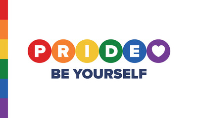 LGBT Pride Month in June. Lesbian Gay Bisexual Transgender. Celebrated annual. LGBT flag. Rainbow love concept. Human rights and tolerance. Poster, card, banner and background. Vector illustration