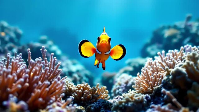  A clownfish walking through its coral territory in slow, deliberate loops