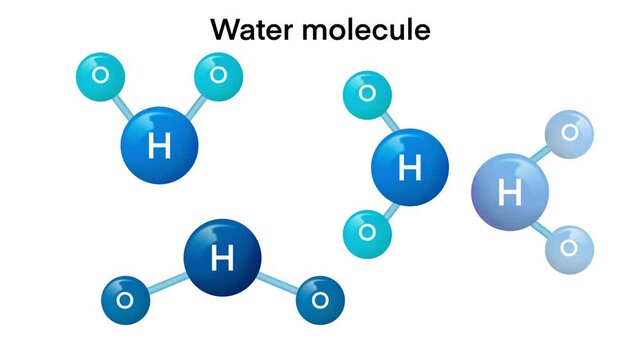 Chemistry atom, a water molecule (H₂O), showcasing its composition with two hydrogen atoms and one oxygen atom, molecular structure and helps visualize the atomic arrangement of hydrogen and oxygen