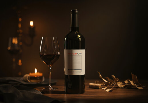 Elegant Wine Label with Glass Mockup