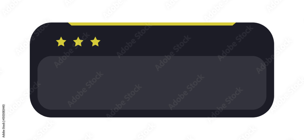 Poster Dark UI Rating Panel with Three Yellow Stars. Minimal Interface Review Bar with Star Icons. Modern Feedback Module in Dark Theme