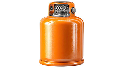 Orange Butane Lighter: A vibrant orange butane lighter, compact and portable, with visible internal mechanisms.  Its cylindrical shape and metallic finish suggest durability and reliability.