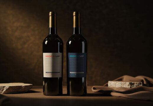 Elegant Wine Labels Mockup
