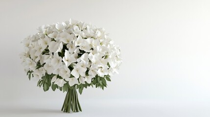 Elegant White Flower Bouquet Arrangement on Minimalist Background