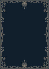 Vintage frame, navy blue background, classic vintage corner decoration