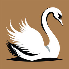 Swan silhouette vector art illustration.