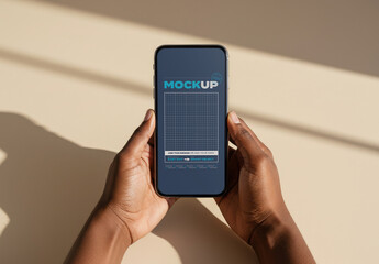 Hands Holding Cellphone Screen Mockup