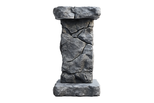 Empty stone pedestal isolated on transparent background - Powered by Adobe