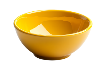 Empty yellow bowl isolated on transparent background