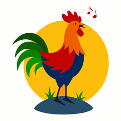 vector illustration of a rooster
