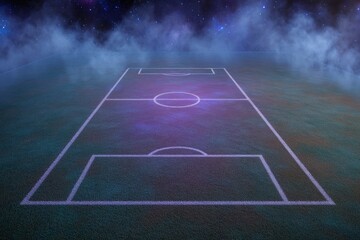 Mystic Night Football Field: A Dreamlike Soccer Pitch Under a Starry Sky