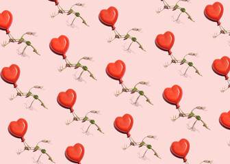 Heart shaped balloons, creative love and romance pattern
