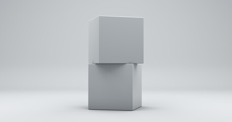 3d empty white box pile.
