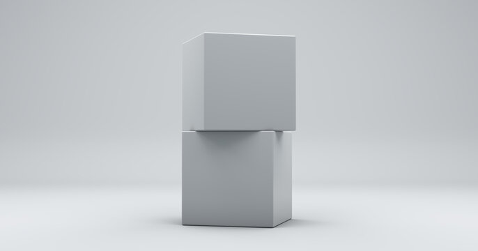 3d empty white box pile.
