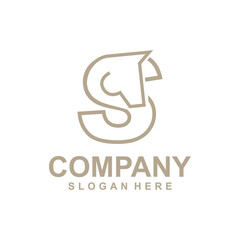 Initial S Horse animal line simple creative logo design template