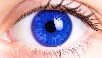 Macro photo of colored purple human eye texture background. extreme blue eye macro 