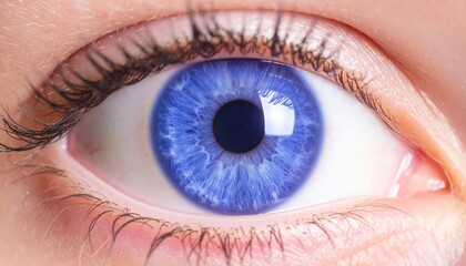 Macro photo of colored purple human eye texture background. extreme blue eye macro 