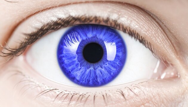 Macro photo of colored purple human eye texture background. extreme blue eye macro  - Powered by Adobe