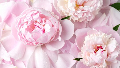 Fototapeta premium Peony flowers and peony petals after rain. Floral background. Close-up. Nature