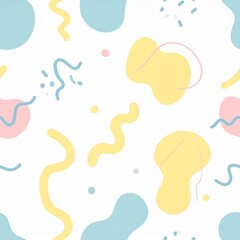 Obraz premium Colorful Abstract Seamless Pattern Design with Geometric Shapes and Playful Doodles for Creative Projects