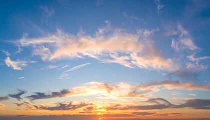Obraz premium Twilight sunset with colorful clouds. Dramatic atmosphere created by the sunlight. 