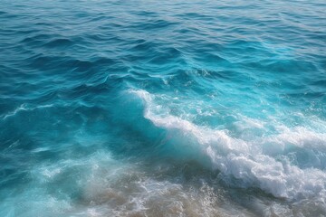 Fototapeta premium Ocean Waves: Serene Teal Waters Crashing Gently